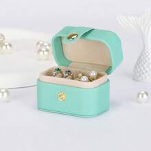 Koreanischer Stil tragbare Schmuckbox aus PU, Mini-Ringbox, Ohrringaufbewahrung, Aufbewahrungsbox mit Schnappverschluss, Schmuckorganizer für Frauen, Aufbewahrung, Reiseutensilien, Schulmaterial für Studentenwohnheim