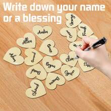 1pc Wooden Heart-Shaped Wedding Guest Book With Stand, 20pcs Heart Shapes - Fun Instant Photo Booth Sign Suitable For Wedding, Birthday, Anniversary And Special Events - Please Sign In Our Guestbook Mr & Mrs Table Decoration