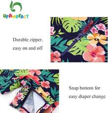 Upandfast/Sunsuit Swimsuit With Snap Bottom UPF 50+ Infant Rashguard Swimwear - Navy Flower - View 3