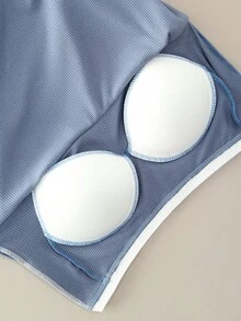 Áo hai dây dệt kim màu trắng dành cho nữ, cổ vuông, hở lưng, mỏng, có áo ngực, kiểu dáng tối giản thời trang, thoải mái, thích hợp mặc ở nhà hoặc dự tiệc, màu xanh nhạt. - Màu xanh lam - Xem 10