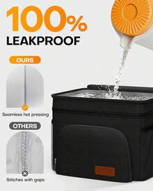 Insulated Lunch Box For Men & Women - Leak-Proof Cooler Lunch Bag With 4 Pockets, Adjustable Strap, Ideal For Work, Picnic, Travel - Medium, Black, 10.2"*6.9"*8.5" - màu đen - Xem 8