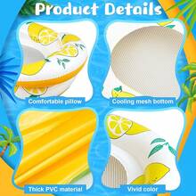 1pc Inflatable Swimming Pool Float Mattress With Head Pillow, Adult Sunbathing Lounge Floats For Pool, Lake, Beach Party (59.8" X 28" Inches)