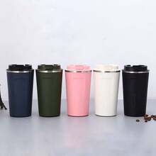 500ml/17oz Tazas de viaje a prueba de derrames y fugas, tazas de café reutilizables con tapas, termos de café de acero inoxidable con aislamiento térmico para bebidas calientes y frías, aptas para automóvil, uso diario, viajes y regalos