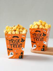 10 Piezas Cajas de Palomitas de Maíz de Halloween, Diseño de Castillo de Calabaza Espeluznante Murciélago Truco o Caja de Bocadillos y Dulces, Decoraciones de Halloween, Recipiente para Galletas de Halloween, Caja de Alimentos de Papel, Caja de Regalo, Decoración del Hogar, Decoración de Mesa de Cocina, Decoración de Halloween Feliz, Suministros para Fiestas de Halloween, Decoración de Vajilla - Multicolor - Ver 7