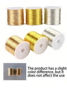 100M/Rollo Alambre de metal color oro y plata, alambre de joyería de acero inoxidable de alta calidad, no se decolora, no se oxida, alta solidez del color, duradero, para hacer pulseras, collares, manualidades con cuentas, cordón de joyería, hilo para artesanía