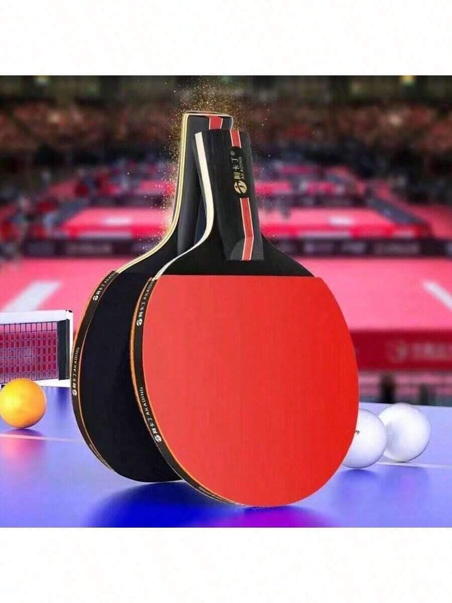 1 Pair Double-Sided Rubber Finished Table Tennis Rackets, Ready-To-Use Set For Beginners And Casual Players, Beginner-Friendly, Balanced Spin And Control, Suitable For Students And Daily Leisure, Random Color/Style/Packaging, Includes 3 Balls - Multicolor - View 1