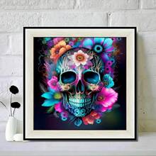 Kit de peinture diamant 5D pour adultes, série crâne en points diamant ronds, artisanat de gemme pour débutants, décoration murale