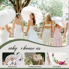 1把白色纸伞：纸/竹材质，配有优雅手柄。适用于新娘送礼会、派对礼品、餐桌装饰。 - 白色 - 查看 7