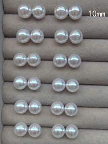 24pcs/Set Faux Pearl Stud Earrings, Simple And Fashionable Everyday Accessory For Women
