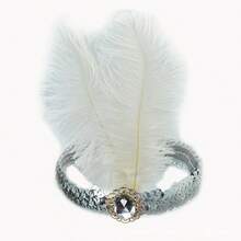 1/4件套 1920年代盖茨比风格黑色仿羽毛发箍，饰有金色点缀 - 优雅的涤纶发饰，适用于化装舞会、咆哮的二十年代主题活动和复古时尚、万圣节、派对服装 - 彩色 - 查看 19