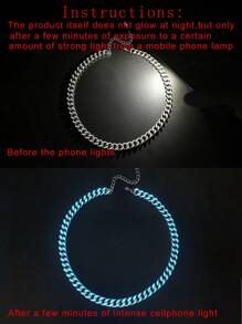 1pc Fashionable And Popular Men Luminous Men's Stainless Steel Charm Necklace Glow In The Dark Minimalist Decoration Hip-Hop Style Birth Year For Jewelry Gift And For A Stylish Look