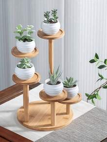 1個多功能竹製桌面花架，小型植物架，多肉盆栽架，植物架，層架，迷你竹製角落展示架，多功能收納架，桌上架，花架，適用於花園、廚房、餐廳、居家桌面裝飾、浴室配件，竹製桌面架戶外裝飾，畢業禮、母親節節日禮物 - 五層圓形收納架 - 查看 12