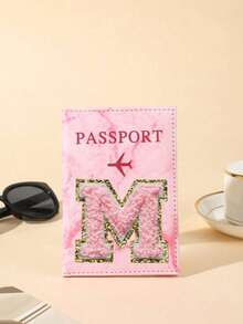 1 chiếc Vỏ hộ chiếu du lịch chữ A-Z, Vỏ hộ chiếu họa tiết PU có thiết kế bản đồ, Vỏ hộ chiếu màu hồng, Vỏ hộ chiếu cho chuyến công tác - Hồng - Xem 9