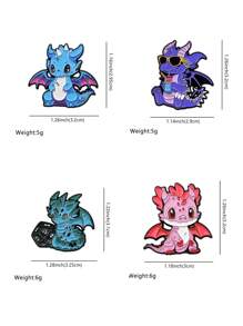 4-5Pcs Cute Enamel Pins Metal Cartoon Pterosaur Brooch Backpack Hat Bag Collar Lapel Badges Kids Fashion Jewelry Collection Gift
