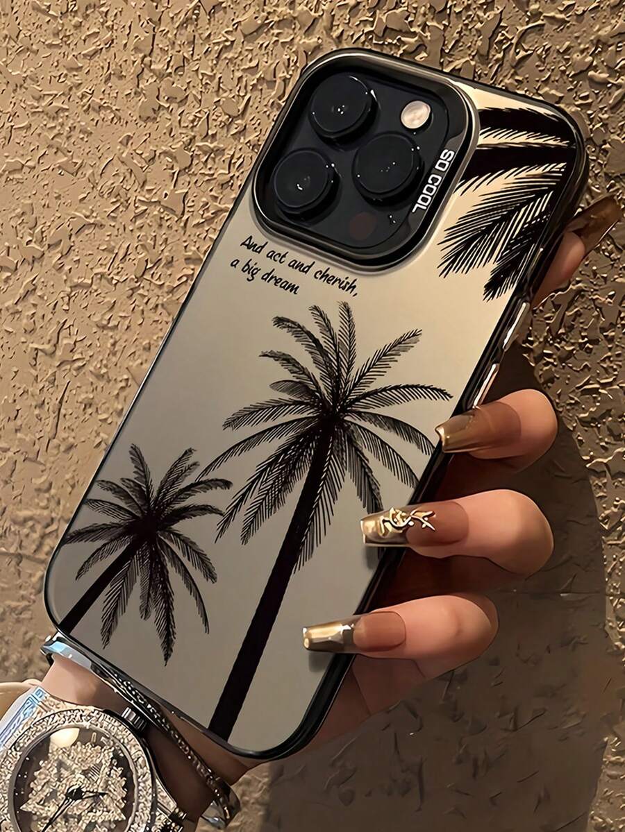 植物通用椰子树银色电镀高品质防刮防震手机壳兼容 15 Pro Max、 11/13 Pro/15 Pro/15/13 Pro Max、 14/13/12、苹果 Max 16，适用于系列防水防摔 - 彩色 - 查看 1