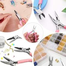 3pcs Jewelry Plier Set, Include Pointed Nose Plier, Round Nose Plier, Bent Nose Plier, Tweezer, Mini Comfortable Grip Craft Plier, Suitable For Wire Bending, Repair, Gripping Objects, Jewelry Making, DIY