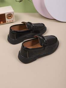 男童正装皮鞋，黑色真皮正装鞋，时尚优雅真皮鞋，婚鞋，派对鞋 - 黑色 - 查看 7