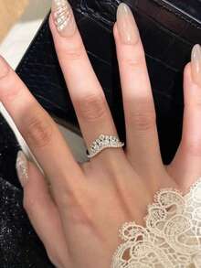 1pc Stainless Steel Fashionable Elegant Bowknot Ring, Delicate Minimalist Design, Versatile & Sweet, Suitable For Daily Wear And Gifts - Sparkling Bow Ring - View 11