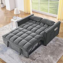 3 In 1 Convertible Sleeper Sofa Bed, Futon Couches For Living Room With Side Pocket | Adjustable Backrest| Velvet Fabric | Pull Out Couch | Love-Seat Sofa| Sectional Sofa Bed| 2-Seat Sofa Bed - 深灰色 - 查看 3