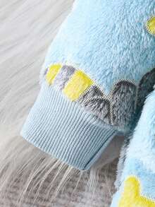 Pelele con capucha suave de niño pequeño, diseño casual con estampado de dinosaurio, abotonadura delantera, manga larga, mono para bebés e infantes, conjunto de otoño - Azul - Ver 6