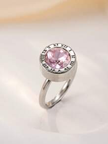1 pieza Anillo de acero inoxidable chapado en oro de 18k con diamantes para mujer, accesorio elegante y de moda adecuado para uso diario, vacaciones, citas, regalo