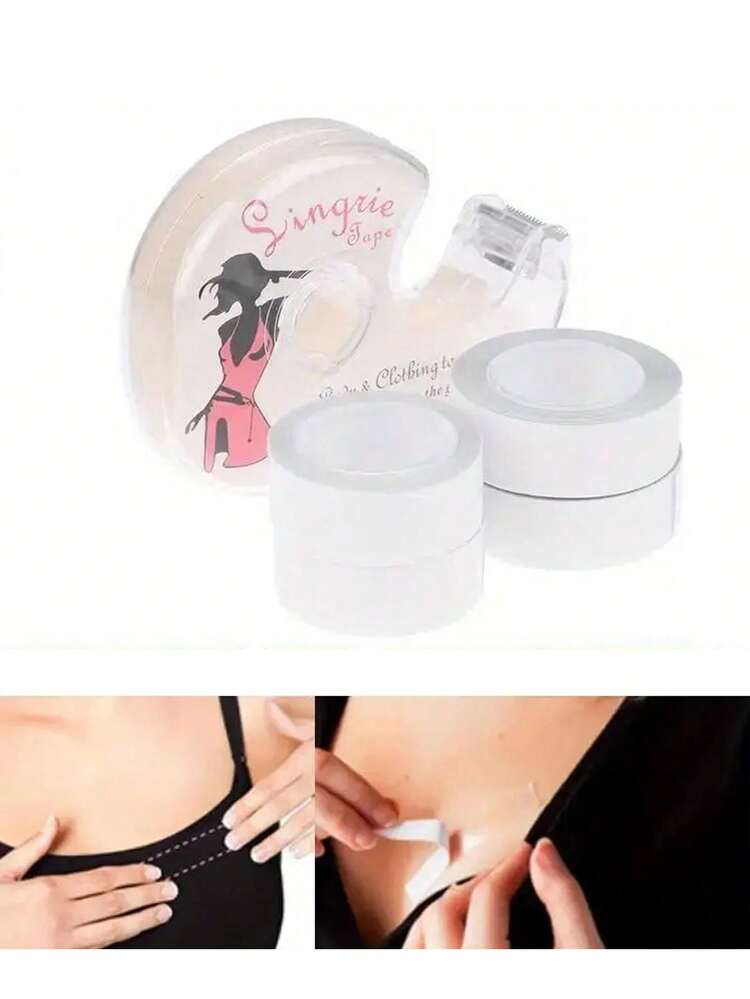 Cinta adhesiva de doble cara para el Body y la ropa, de 5 m de largo, no textil, accesorio adhesivo transparente para sujetador para todo tipo de tonos de piel, unicolor - 1 rollo - Multicolor - Añade 4