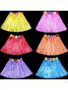 5件/10件夏威夷草裙，热带夏威夷草裙，夏威夷草裙连衣裙，夏季沙滩度假连衣裙，夏威夷派对礼物，派对装饰，草裙，草裙舞表演，带花环，草裙，派对装饰，夏威夷派对用品，热带沙滩派对 - 彩色 - 查看 6