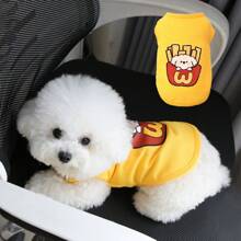 Cute Cartoon Pattern Pet Vest, Fit For Cats And Small Dogs, Waffle Texture, Suitable For Spring And Summer