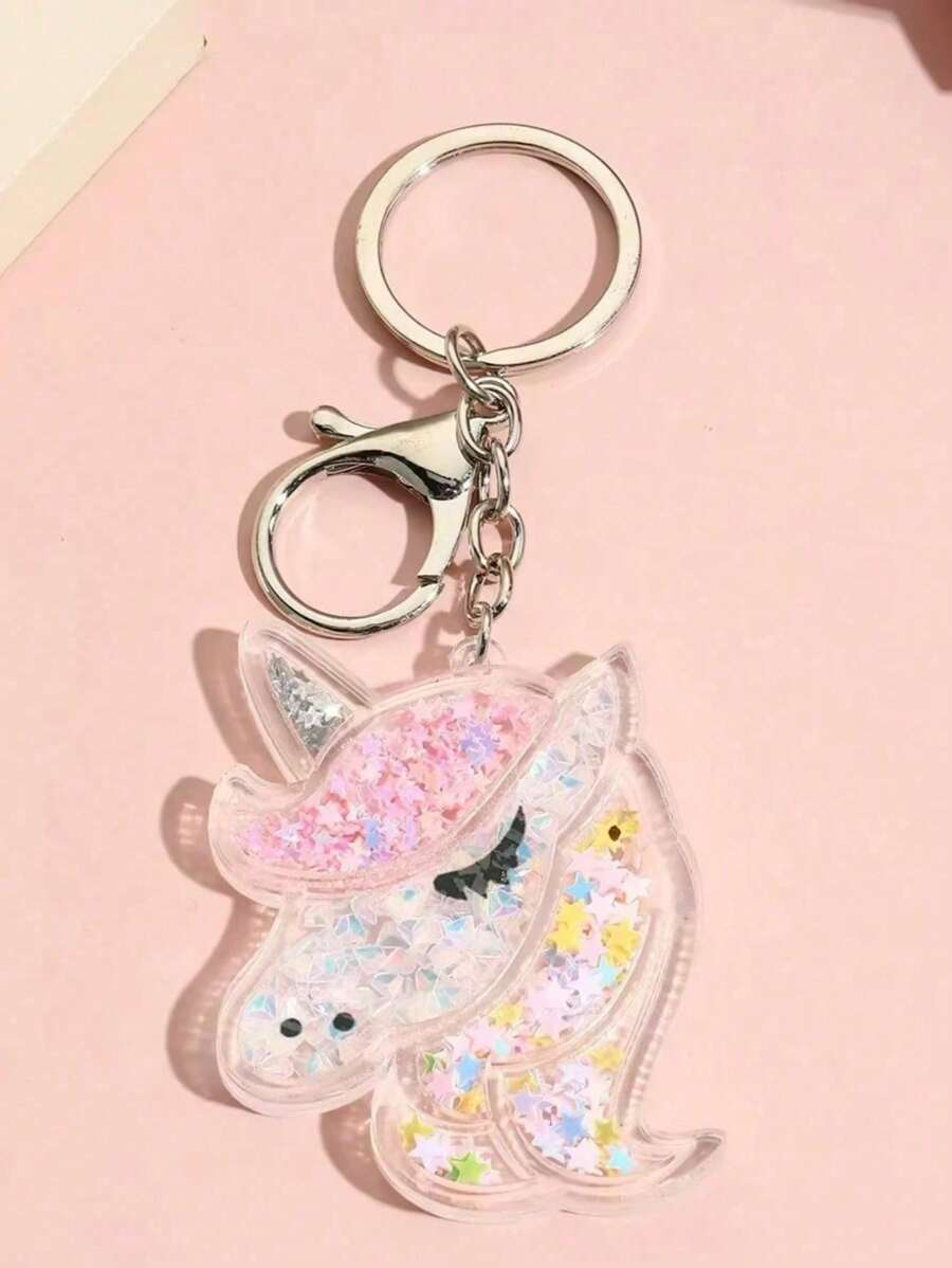 Creative Acrylic Rainbow Pony Bag Pendant Kids Adorable Keychain Car Charm Safe For Children & For Teens