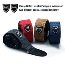 P&P 吉他背带 80-136cm可调节刺绣吉他背带加宽加厚适用于电声木吉他贝斯腰带乐器吉他配件（此款背带的logo有两种不同款式可选，随机发货）