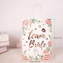 5 piezas Bolsas de papel con estampado de letra floral con papel de aluminio como regalo de boda