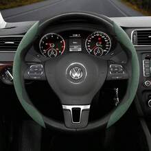 Hocasen 2 件/3 件分段式天鹅绒方向盘套套装，防滑扣设计，适用于圆形和 D 形方向盘，兼容大众 Polo、高尔夫 5/6/7、CC、帕萨特 B6/B8、捷达、尚酷、Crafter、Taigo、桑塔纳、Nivus、Tcross、Caddy、Tiguan、Type 181、ID7、ID Buzz LWB 等