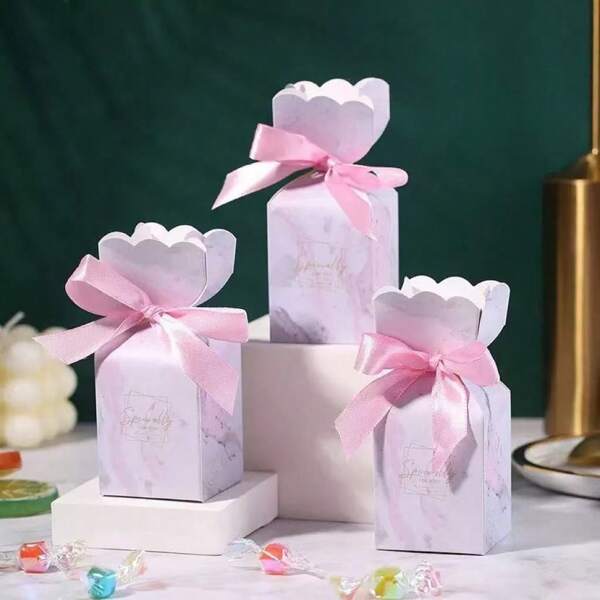 50pcs European Style Creative Wedding High-End Small Gift Box Packaging Fish Tail Vase Box Empty Box Wedding Candy Box Candy Gift Box Material Delicate Printing Clear Card Toughness High