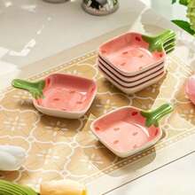 Set di 2 piatti in ceramica con manico a forma di fragola, lunghezza 12,5 cm, piatti di fragole carini per patatine e salse, stuzzichini e taglieri di formaggio, perfetti per snack, verdure, frutta, burro, salsa di soia, salse da intingere. Questi piccoli piatti in ceramica sono ideali per l'uso domestico come piatti per intingere, piatti per salse o piccoli piatti per la tavola quotidiana. Ideali per salse da intingere, patatine, frutta, insalate e piccole porzioni.