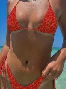 Polovedo Official Sexy Floral Print Women's Halter Tied Bikini Set Set - Printing - View 2