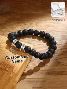 1pc Customized Men's Adjustable Bracelet With Name, Gift For Dad, Customized With Father's/Child's Name, Father's Day Gift, Anniversary Gift, Easter Gift, Thanksgiving Gift