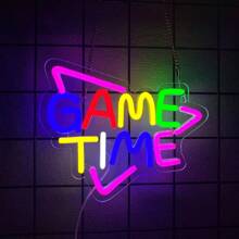 Insegna al neon da gioco, Game On/Game Zone/Game Time, luci al neon a LED da usare per la decorazione della stanza di ragazzi adolescenti, decorazione da parete rosa in stile cyberpunk per giochi di tiro, da usare in camera da letto, sala da gioco, feste di compleanno, zona di gioco, decorazioni per feste di giocatori, alimentato tramite USB riutilizzabile, con accessori inclusi e facile da installare.