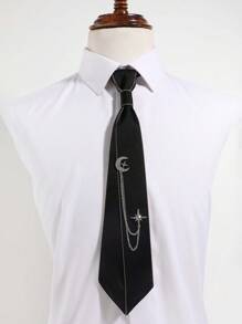 1 Stück Vintage Strass-besetzte Sterne, Mond, Sternenlicht/Kreuz abnehmbare Schleife, einfarbige leicht zu tragende Krawatte, geeignet für Lässig, Business, täglichen Gebrauch