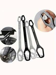 1 件装多用途黑色 5 毫米厚梅花扳手，可调节自紧双头扳手，扳手口尺寸 3-17 毫米，适用于汽车和家庭使用的便携式手动工具