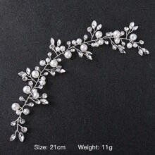 Handgefertigtes Perlenkranz mit Blumen und Blättern, Braut-Haarband, weißer Hochzeitskopfschmuck für festliche Kleider