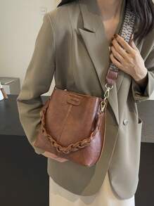 [Versatile Fashion] Vintage-Inspired Women's Crossbody Bag - Stylish Shoulder Purse With Detachable Strap, Magnetic Closure, And Multiple Compartments In Coffee Brown