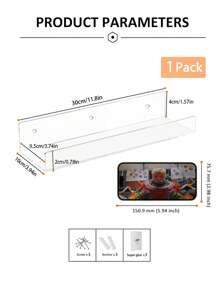 Clear Acrylic Bathroom Floating Shelves For Bathroom Organizers Above Toilet, Wall Mounted Bathroom Shelves, Bedroom Decor Kitchen Storage Corner Wall Shelves (Clear, Set Of 2)