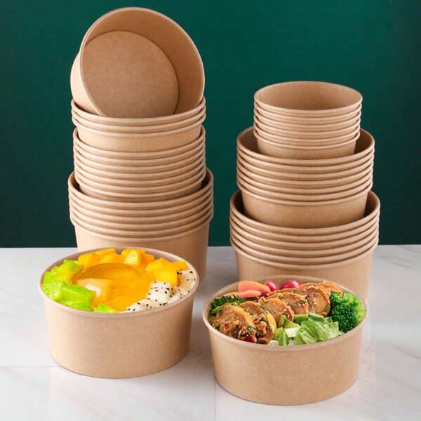 25 piezas Cuencos de papel desechables sin tapa, y conveniente para una limpieza fácil, recipiente para alimentos para decir adiós a lavar los platos