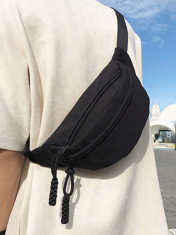 1pc,Fashion Large Capacity Black Crossbody Chest Bag, Nylon Belt Bag & Sling Purse, Casual Waist Bag For Hiking And Outdoor Climbing, Adjustable Strap Sport Travel Multifunctional Fanny Pack, Versatile Daily Shoulder Bags