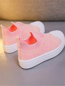 1 双儿童时尚舒适软底透气男女通用一脚蹬户外平底运动鞋，柔软耐用，适合春夏季 - 粉色 - 查看 6