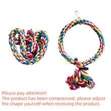 Brinquedo de balanço de corda para pássaros com 18 cm de diâmetro, multicolorido, para pendurar na gaiola, resistente a mordidas, adequado para calopsitas, periquitos e conures. - Multicolorido - Ver 9