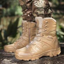 Men's Tactical Boots Military Combat Boots Hiking Shoes, Jungle Boots, Duty Boots, Mens Work Boots, Zipper Boots, Desert Boots With Zipper, Breathable Lightweight Anti-Skid For Mountaineering Hiking Exploration Tactical All-Season Lightweight Non-Slip High Top Boots For Outdoor Hunting Work - 卡其色 - 查看 4