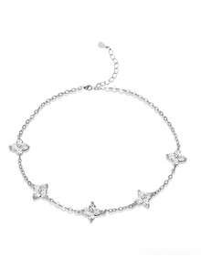 1pc Stainless Steel Women's Summer Fashion Clover Zirconia Crystal Bracelet, Suitable For Daily Wear, Party, And Mother's Day Gift - Bracelet - View 5