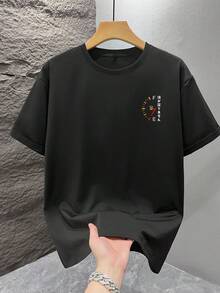 男士时尚印花宽松短袖T恤 | 精美设计 | 夏季必备 | 轻松搭配，展现你的风格，Emo，2000年代风格 - 黑色 - 查看 3