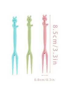 50/100件水果签，家用水果叉，创意可爱卡通塑料水果叉，蛋糕水果叉，派对婚礼餐饮用具